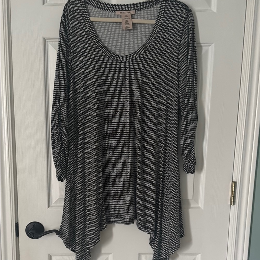 Philosophy Black and White Tunic Top